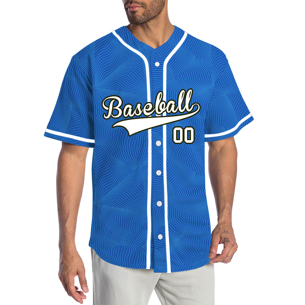 Custom Blue Spiral Grain Half Baseball Jersey
