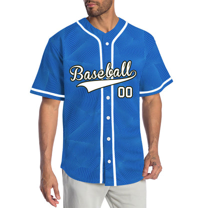 Custom Blue Spiral Grain Half Baseball Jersey