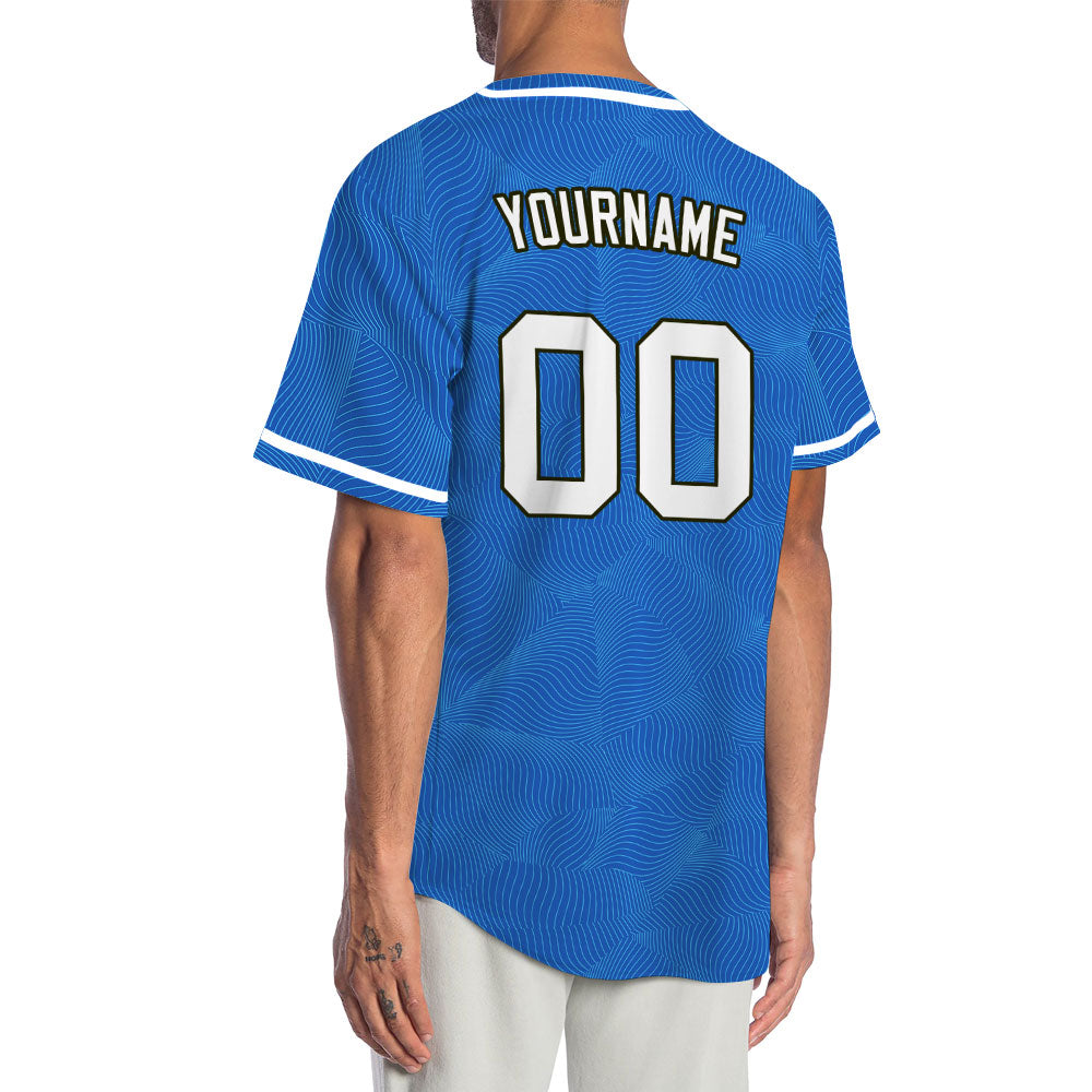 Custom Blue Spiral Grain Half Baseball Jersey