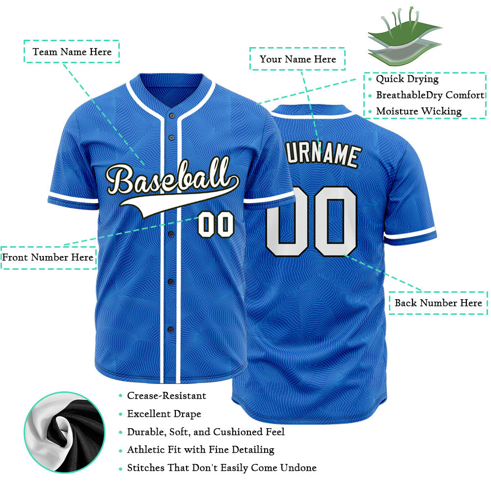 Custom Blue Spiral Grain Half Baseball Jersey
