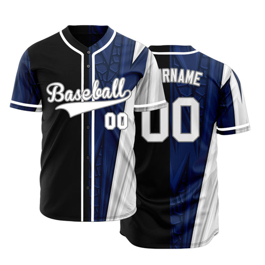 Custom Blue White Twill Half Baseball Jersey