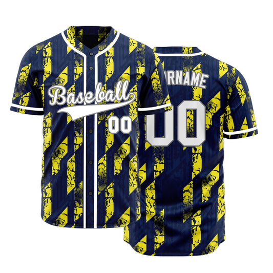 Custom Blue Yellow Parallelogram Baseball Jersey