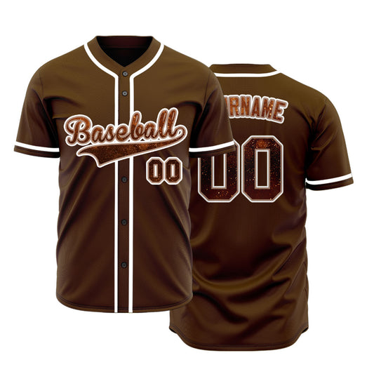 Custom Brown Gold Starry Sky Baseball Jersey
