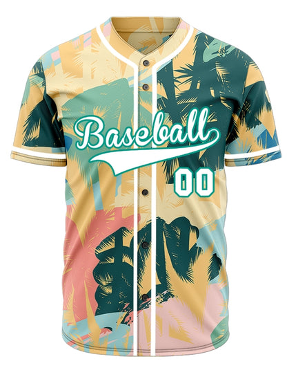 Custom Colorful Coconut Tree Hawaiian Baseball Jersey