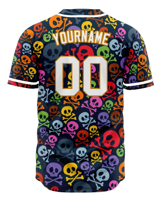 Custom Colorful Skull Baseball Jersey