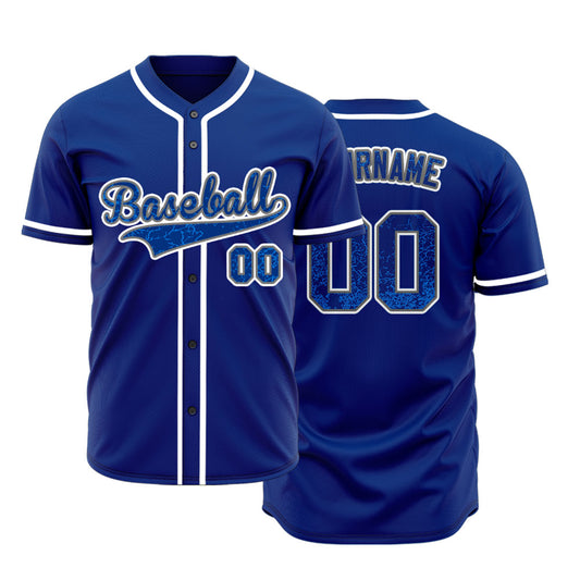 Custom Crack Blue Baseball Jersey