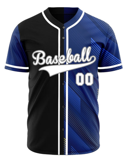 Custom Dark Blue Gold Lines Half Baseball Jersey