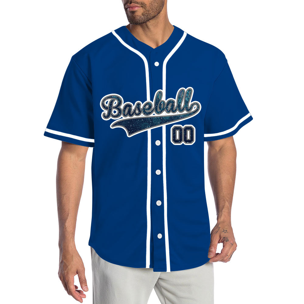 Custom Dark Blue Starry Sky Baseball Jersey