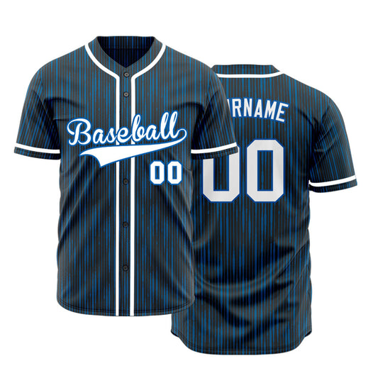 Custom Dark Blue Vertical Lines Baseball Jersey