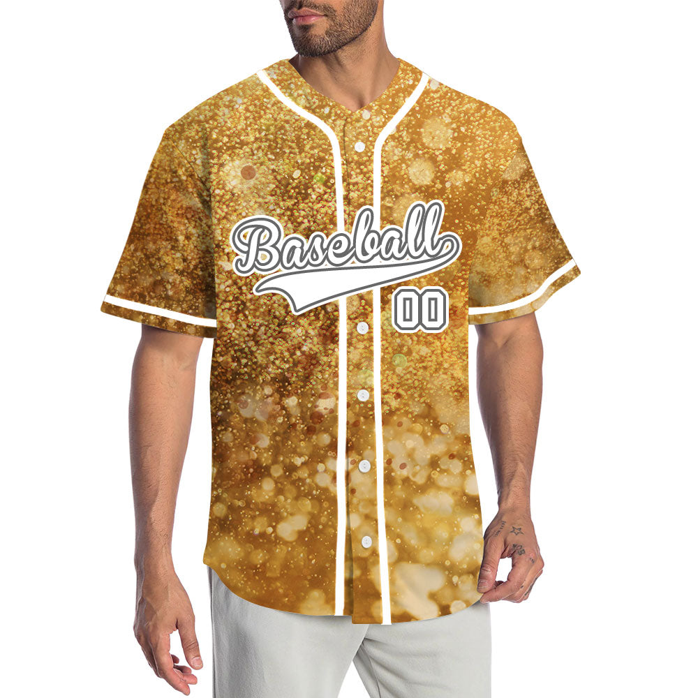 Custom Dark Gold Starry Sky Baseball Jersey