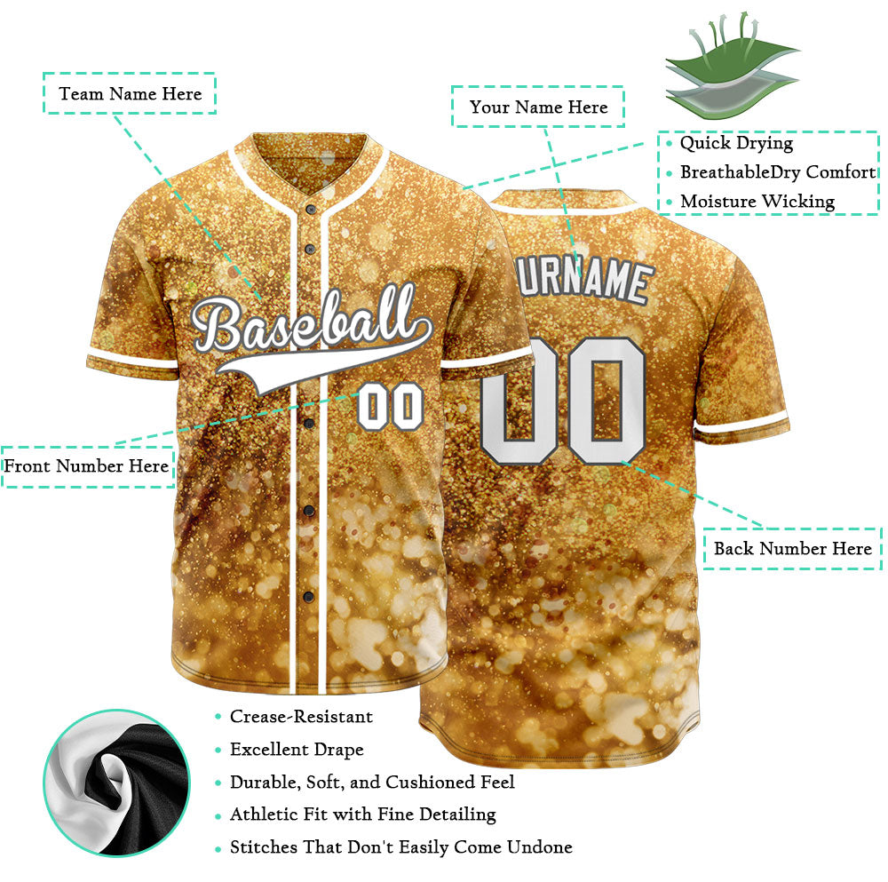 Custom Dark Gold Starry Sky Baseball Jersey