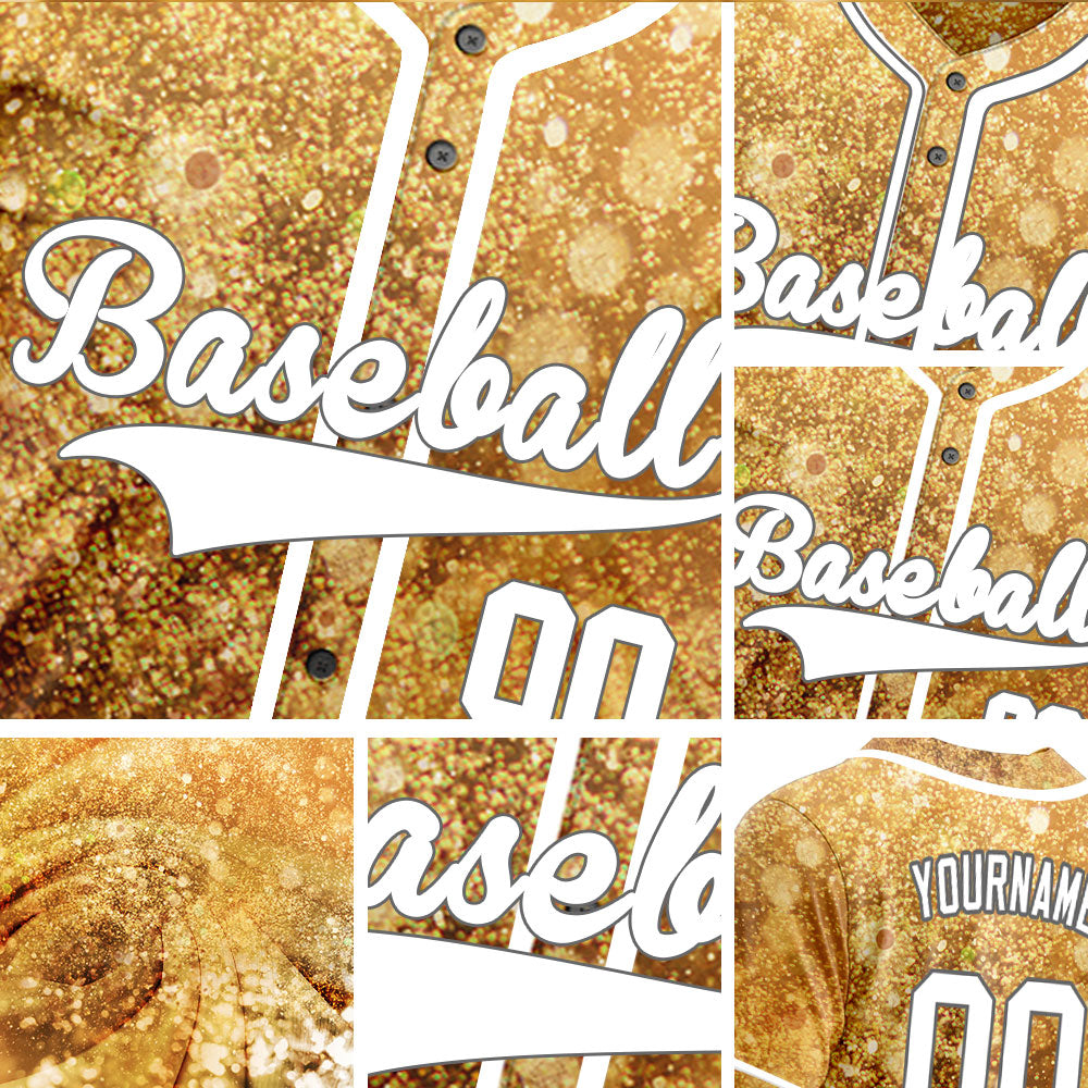 Custom Dark Gold Starry Sky Baseball Jersey