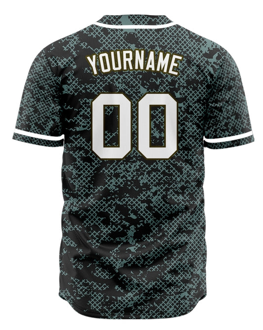 Custom Dark Green Black Camouflage Baseball Jersey