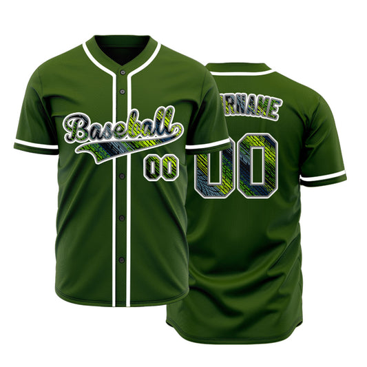 Custom Dark Green Blue Ink Baseball Jersey