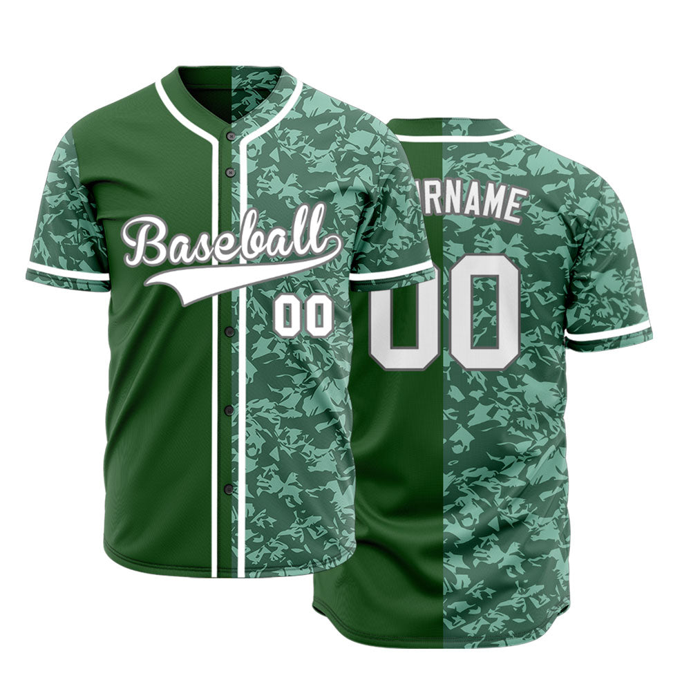 Custom Dark Green Broken Half Baseball Jersey