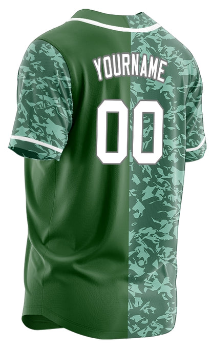 Custom Dark Green Broken Half Baseball Jersey