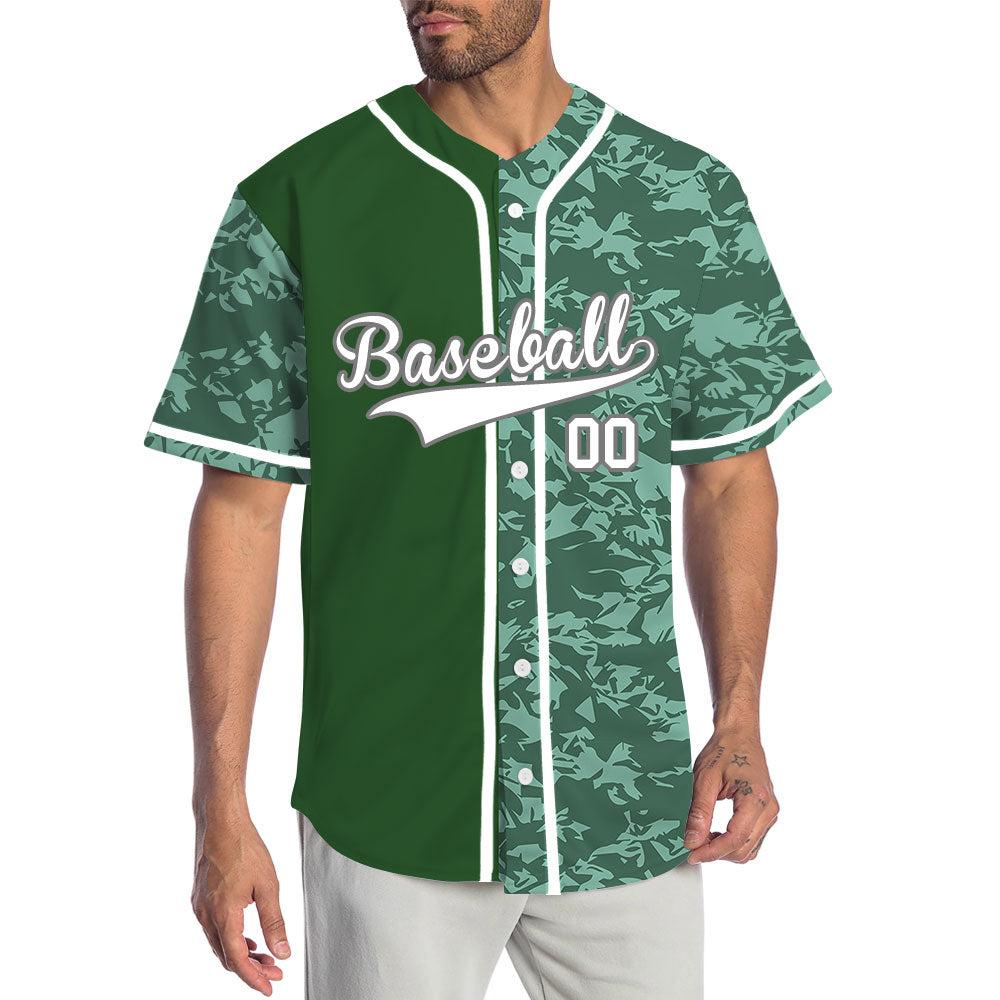 Custom Dark Green Broken Half Baseball Jersey