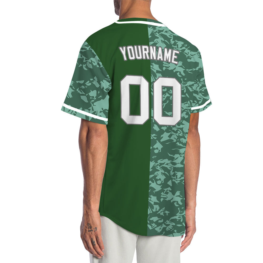 Custom Dark Green Broken Half Baseball Jersey