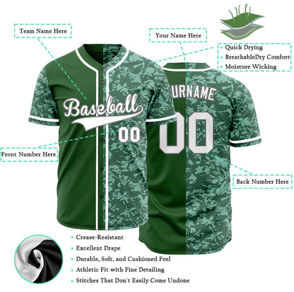 Custom Dark Green Broken Half Baseball Jersey