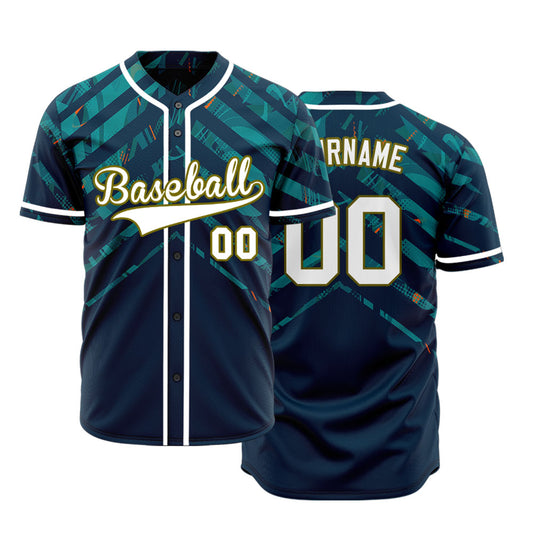 Custom Dark Green Corner Line Baseball Jersey