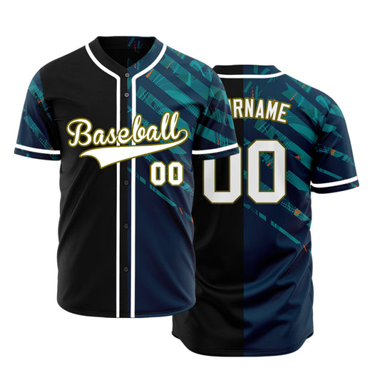 Custom Dark Green Corner Line Half Baseball Jersey