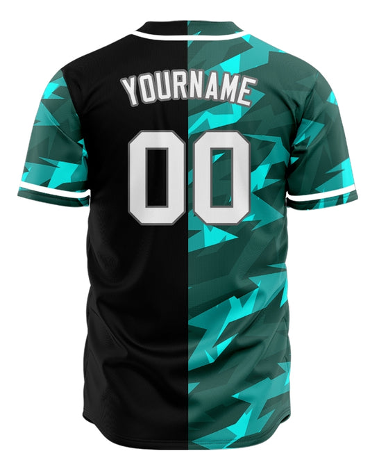 Custom Dark Green Shattered Half Baseball Jersey