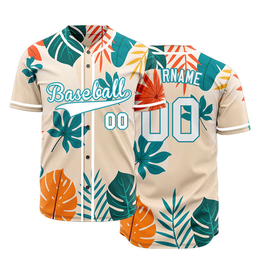 Custom Dark Green Tropical Baseball Jersey