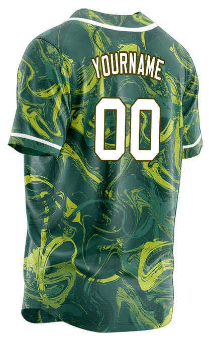 Custom Dark Green Yellow Painting Baseball Jersey