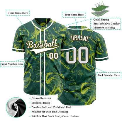 Custom Dark Green Yellow Painting Baseball Jersey