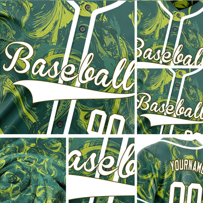 Custom Dark Green Yellow Painting Baseball Jersey
