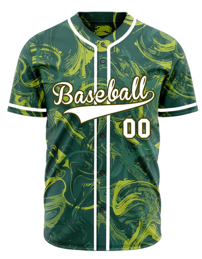 Custom Dark Green Yellow Painting Baseball Jersey