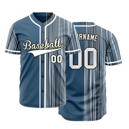 Custom Dark Grey Vertical Lines Half Baseball Jersey
