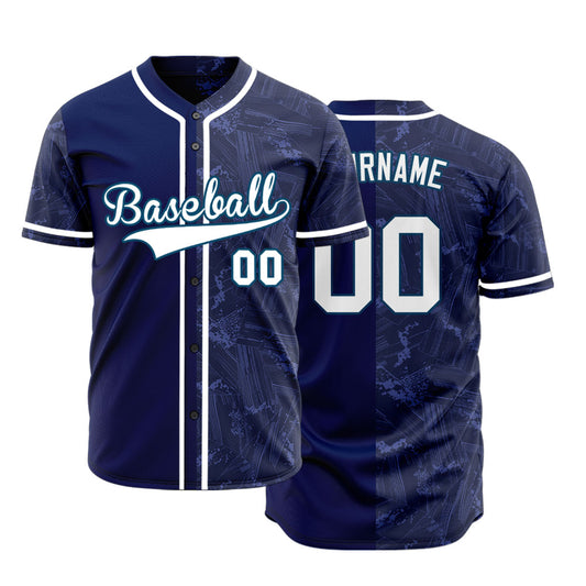 Custom Dark Purple Black Ink Half Baseball Jersey