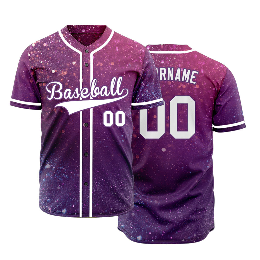 Custom Dark Purple Starry Sky Baseball Jersey