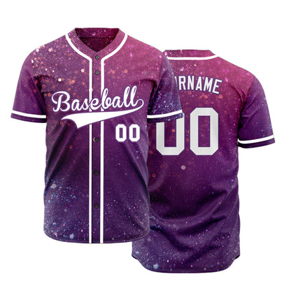Custom Dark Purple Starry Sky Baseball Jersey