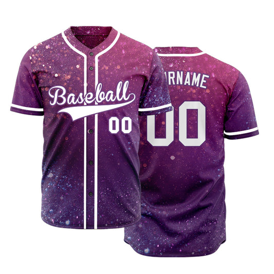 Custom Dark Purple Starry Sky Baseball Jersey