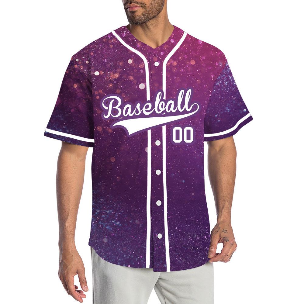 Custom Dark Purple Starry Sky Baseball Jersey