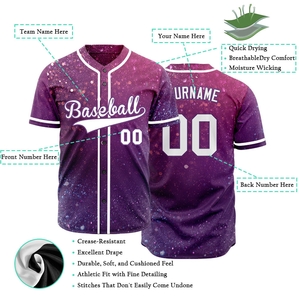 Custom Dark Purple Starry Sky Baseball Jersey