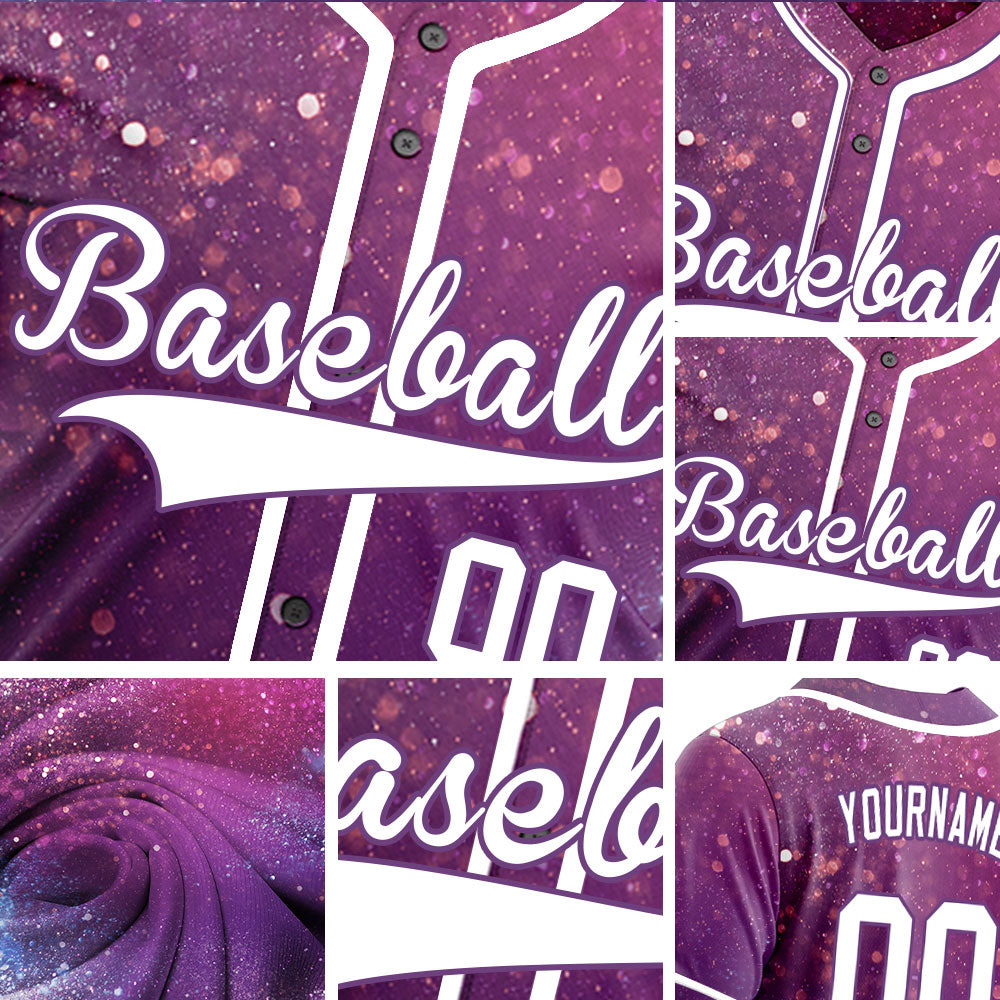 Custom Dark Purple Starry Sky Baseball Jersey