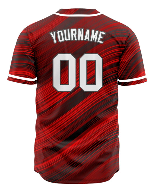 Custom Dark Red Black Wavy Lines Baseball Jersey