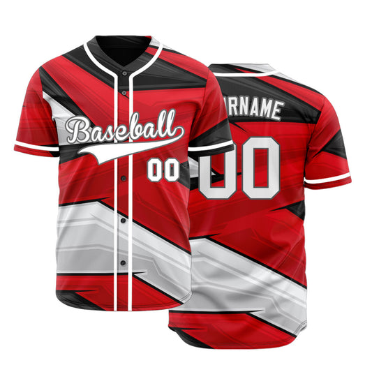 Custom Dark Red Black White Baseball Jersey