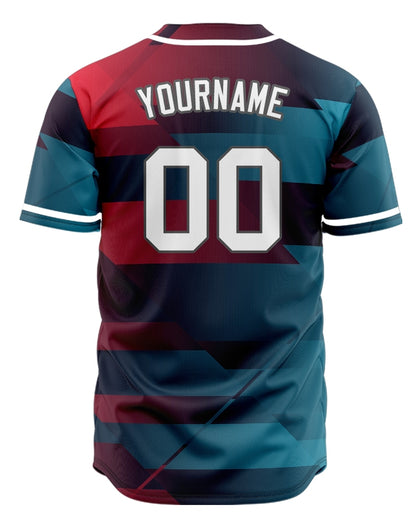 Custom Dark Red Blue Gradient Baseball Jersey