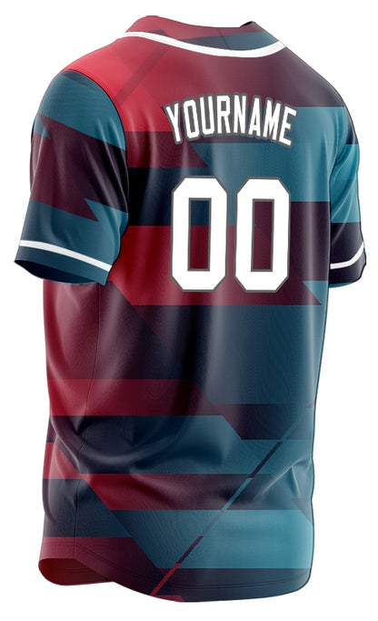Custom Dark Red Blue Gradient Baseball Jersey