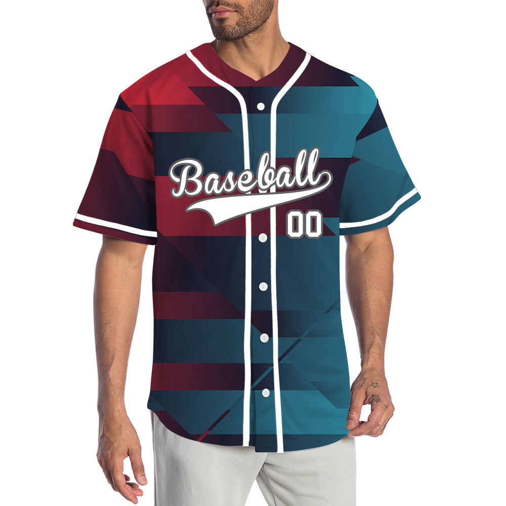 Custom Dark Red Blue Gradient Baseball Jersey