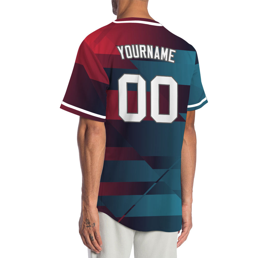 Custom Dark Red Blue Gradient Baseball Jersey