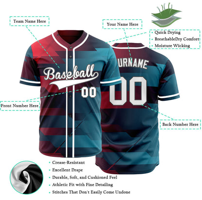 Custom Dark Red Blue Gradient Baseball Jersey