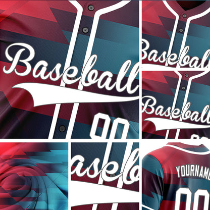 Custom Dark Red Blue Gradient Baseball Jersey