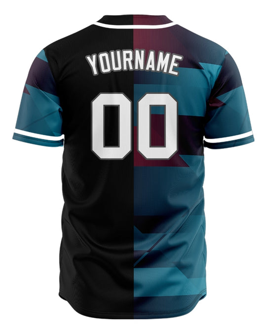 Custom Dark Red Blue Gradient Half Baseball Jersey