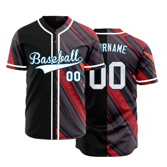 Custom Dark Red Brown Lines Half Baseball Jersey
