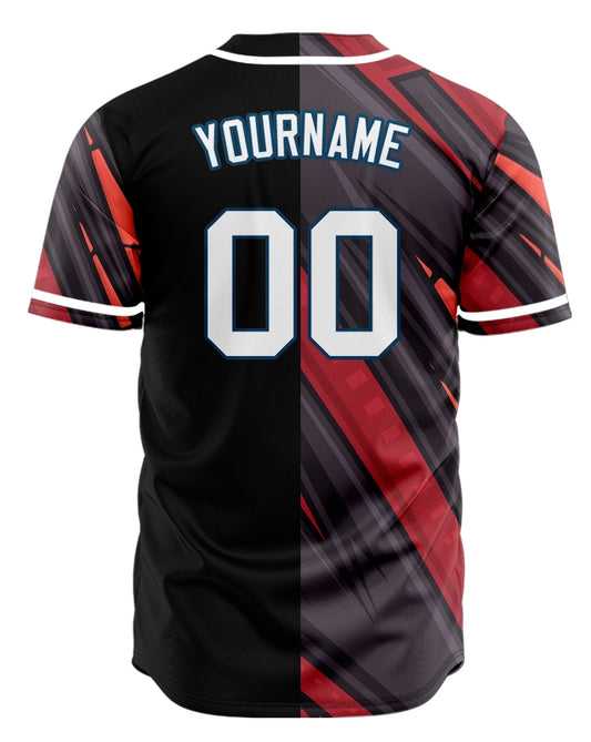 Custom Dark Red Brown Lines Half Baseball Jersey